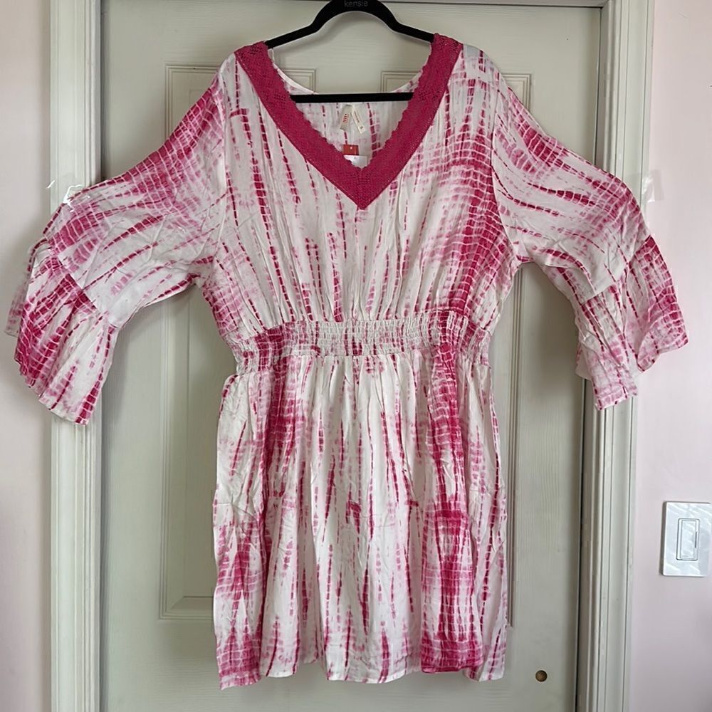 True Destiny Dress Cotton Hippy Boho Tie Dye Plus Size 2X Pink